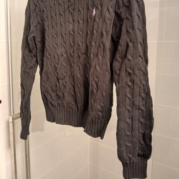 Ralph Lauren Sport Cable Knit Sweater Woman Black - Picture 3 of 8